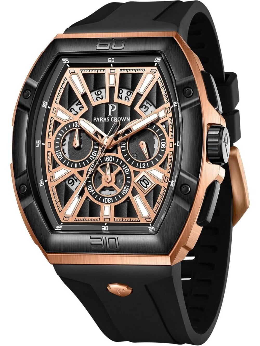 Men's Rose Gold 5ATM Waterproof Quartz Luxury Chronograph Analog Wrist Watch